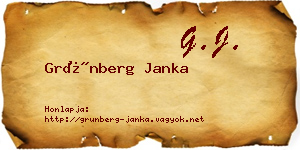 Grünberg Janka névjegykártya